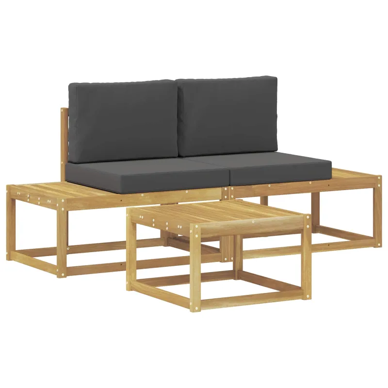 Lauko sofos komplektas 3 pcs Balta ir antracito Poliesteris