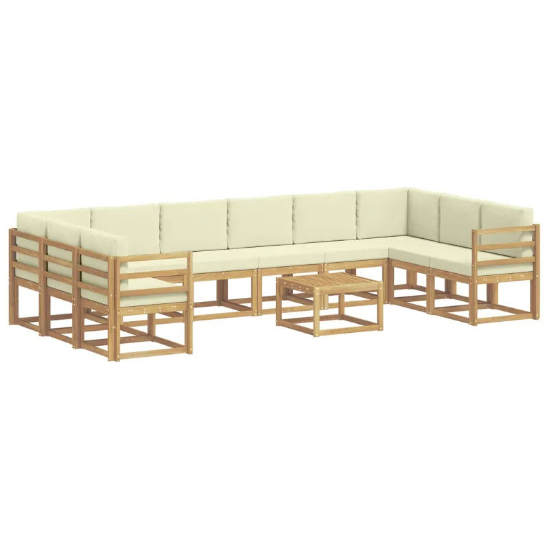 Lauko sofos komplektas su pagalve 11 pcs Balta ir kreminė