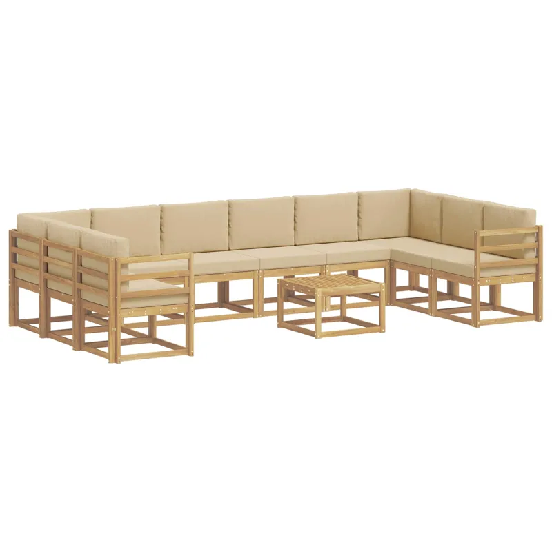 Lauko sofos komplektas su pagalve 11 pcs Balta ir kreminė