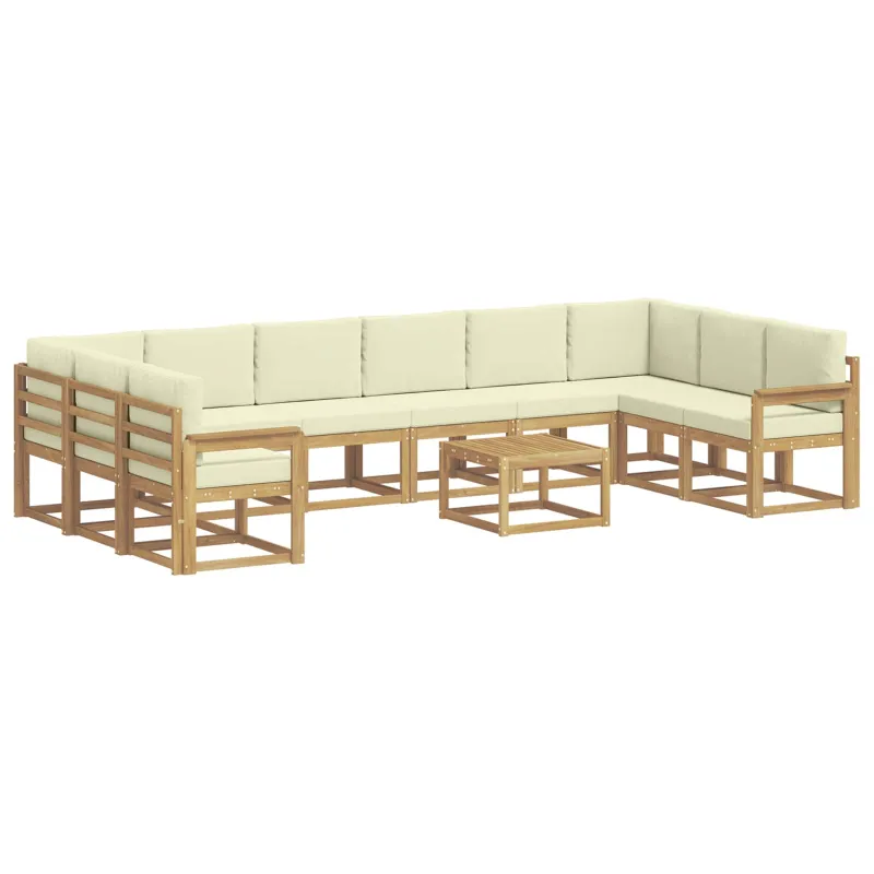 Lauko sofos komplektas su pagalve 11 pcs Balta ir kreminė