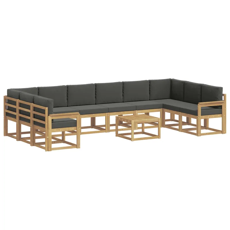 Lauko sofos komplektas su pagalve 11 pcs Balta ir antracito