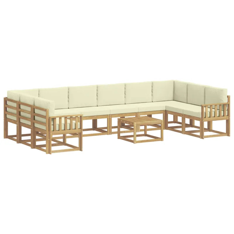 Lauko sofos komplektas su pagalve 11 pcs Balta ir kreminė