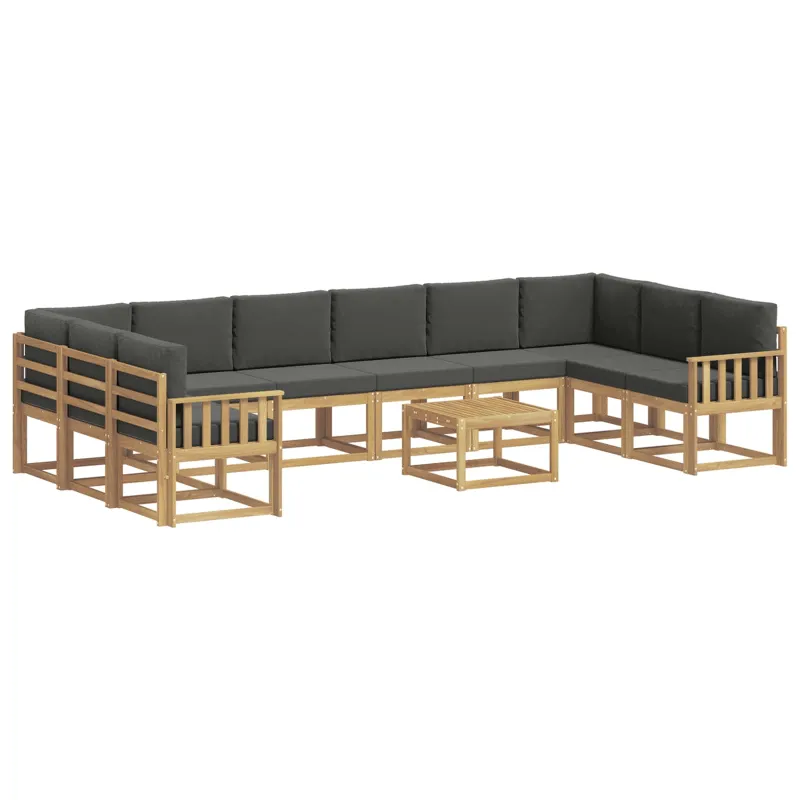Lauko sofos komplektas su pagalve 11 pcs Balta ir antracito