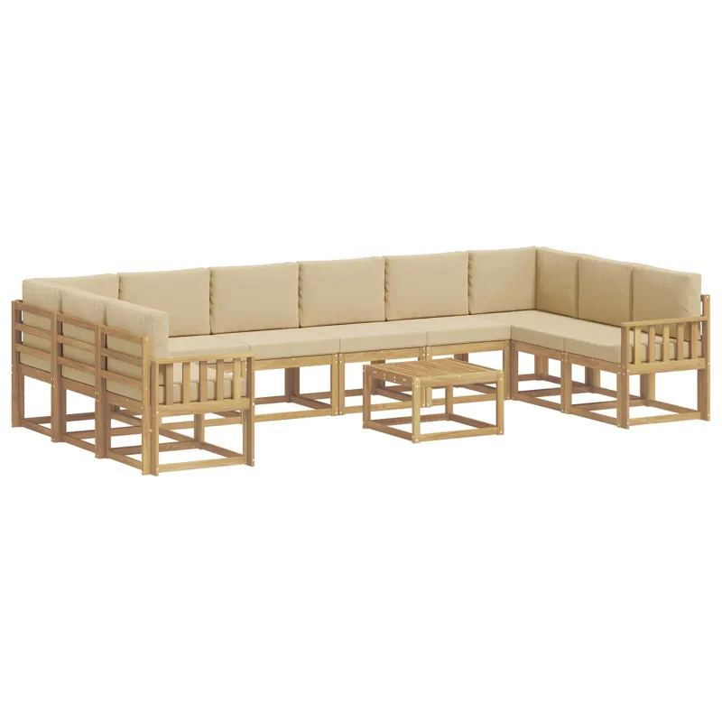 Lauko sofos komplektas su pagalve 11 pcs Balta ir kreminė