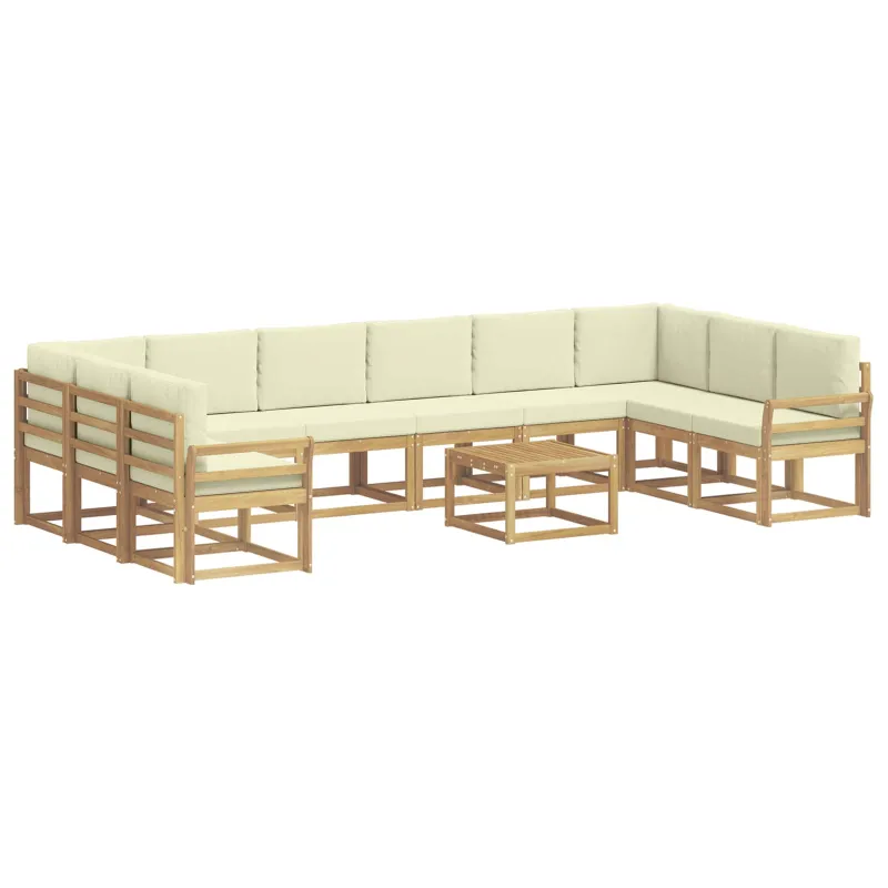 Lauko sofos komplektas su pagalve 11 pcs Balta ir kreminė