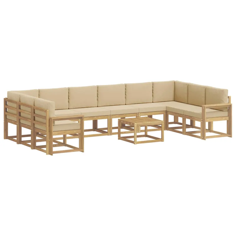 Lauko sofos komplektas su pagalve 11 pcs Balta ir kreminė