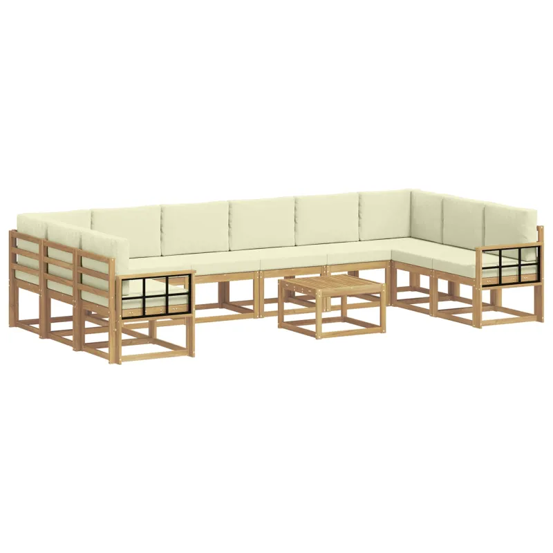 Lauko sofos komplektas su pagalve 11 pcs Balta ir kreminė