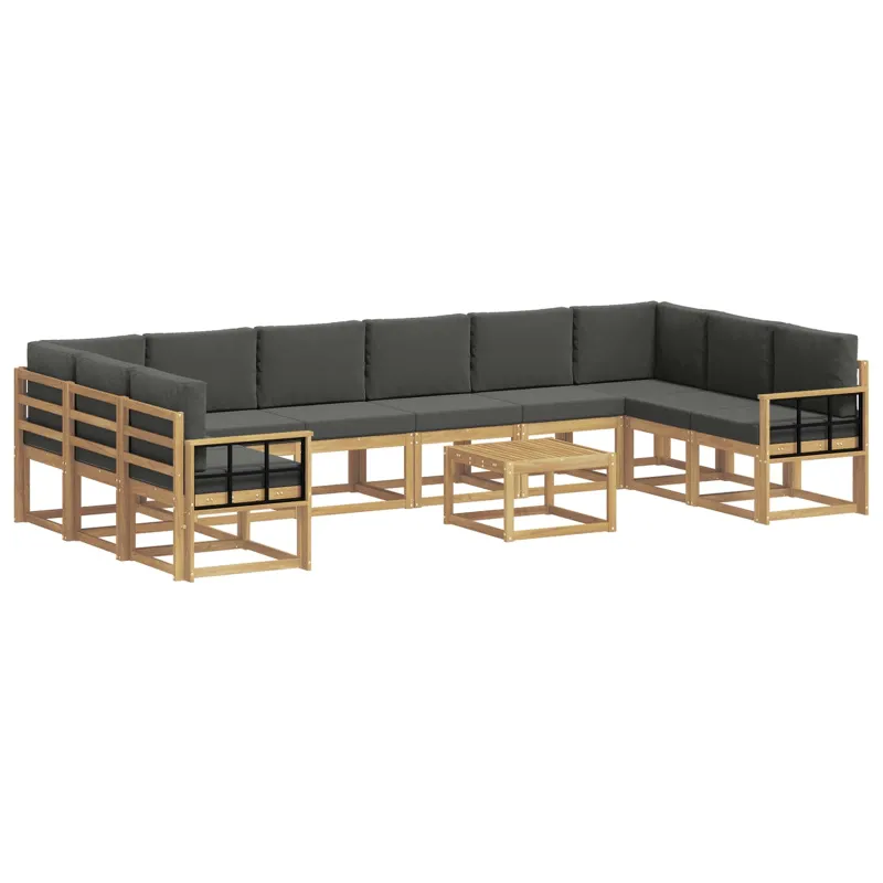 Lauko sofos komplektas su pagalve 11 pcs Balta ir antracito