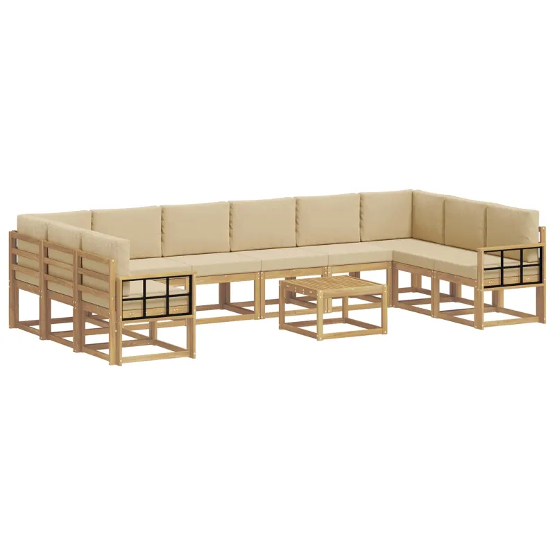 Lauko sofos komplektas su pagalve 11 pcs Balta ir kreminė