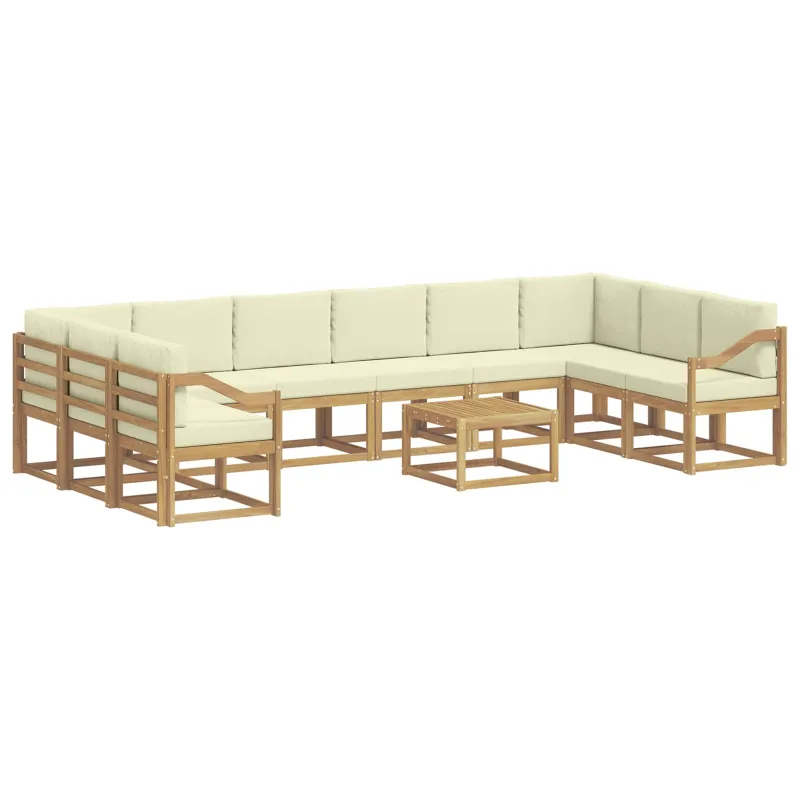 Lauko sofos komplektas su pagalve 11 pcs Balta ir kreminė