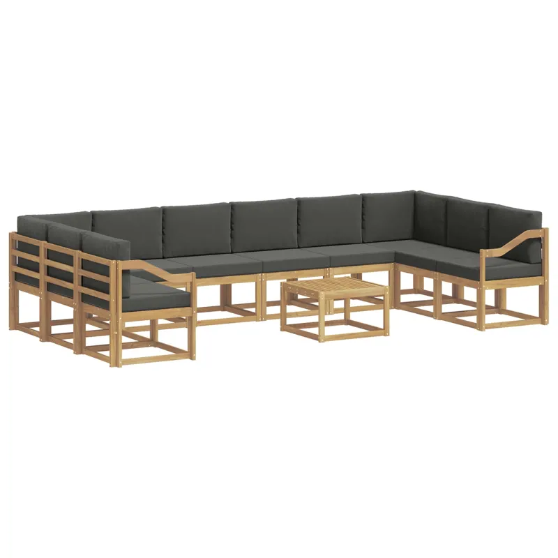 Lauko sofos komplektas su pagalve 11 pcs Balta ir antracito