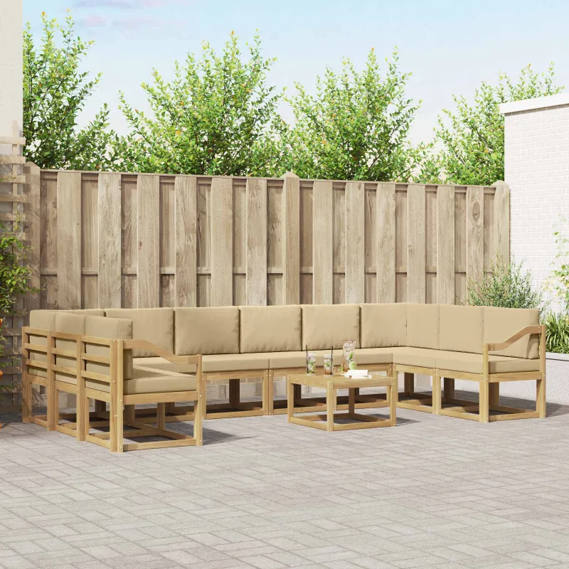 Lauko sofos komplektas su pagalve 11 pcs Balta ir kreminė