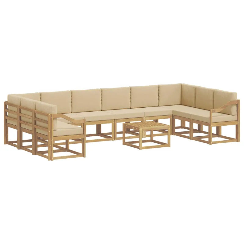 Lauko sofos komplektas su pagalve 11 pcs Balta ir kreminė