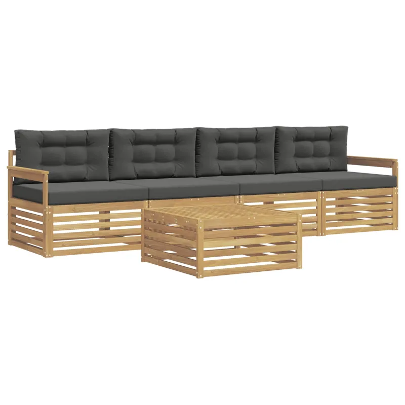 Lauko sofos komplektas su pagalve 5 pcs Balta ir antracito