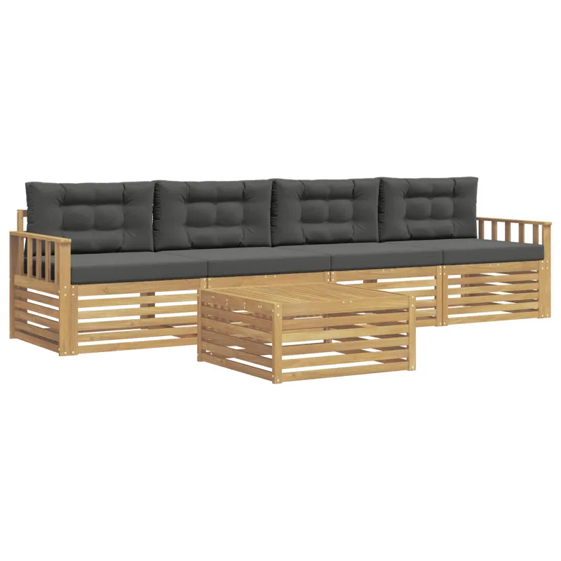 Lauko sofos komplektas su pagalve 5 pcs Balta ir antracito