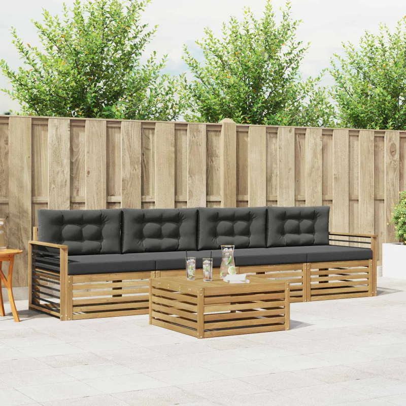Lauko sofos komplektas su pagalve 5 pcs Balta ir antracito
