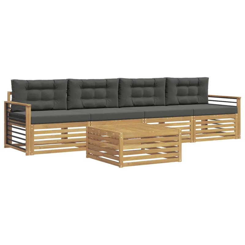 Lauko sofos komplektas su pagalve 5 pcs Balta ir antracito