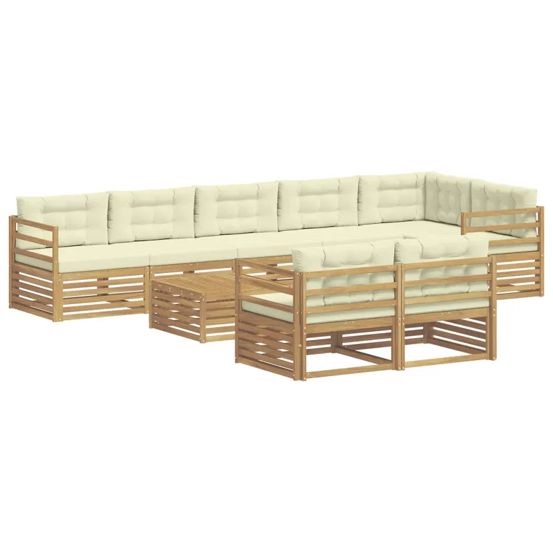 Lauko sofos komplektas su pagalve 9 pcs Balta ir kreminė