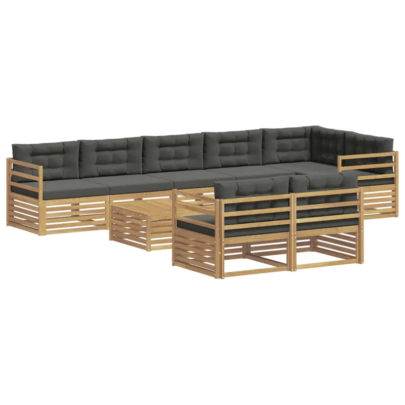 Lauko sofos komplektas su pagalve 9 pcs Balta ir antracito