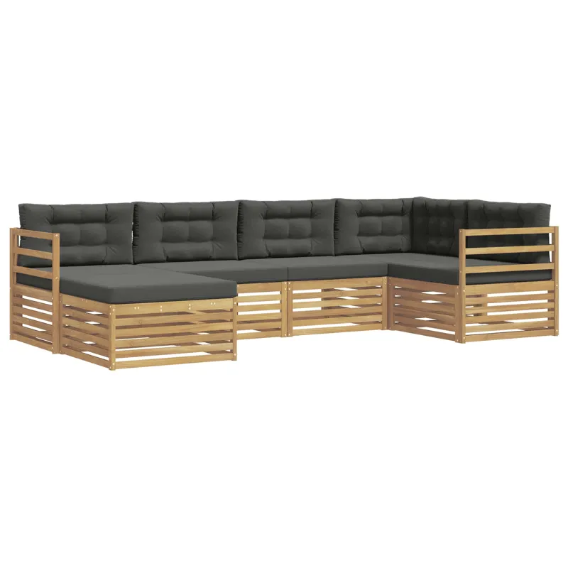 Lauko sofos komplektas 6 pcs Balta ir antracito Poliesteris