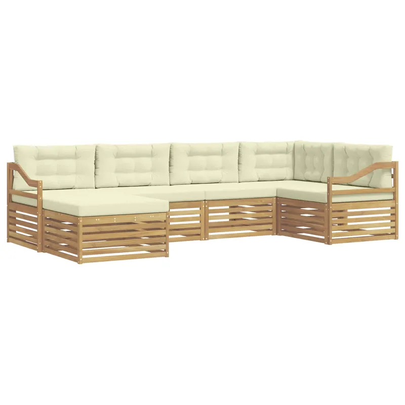 Lauko sofos komplektas 6 pcs Balta ir kreminė Poliesteris