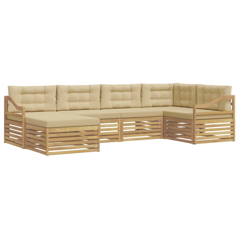 Lauko sofos komplektas 6 pcs Balta ir kreminė Poliesteris