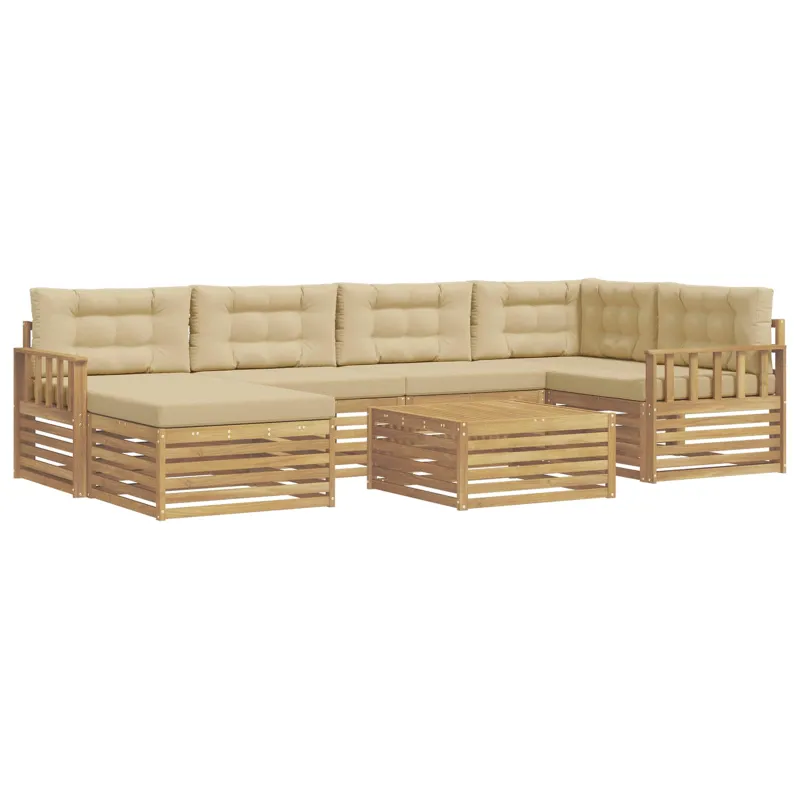 Lauko sofos komplektas su pagalve 7 pcs Balta ir kreminė