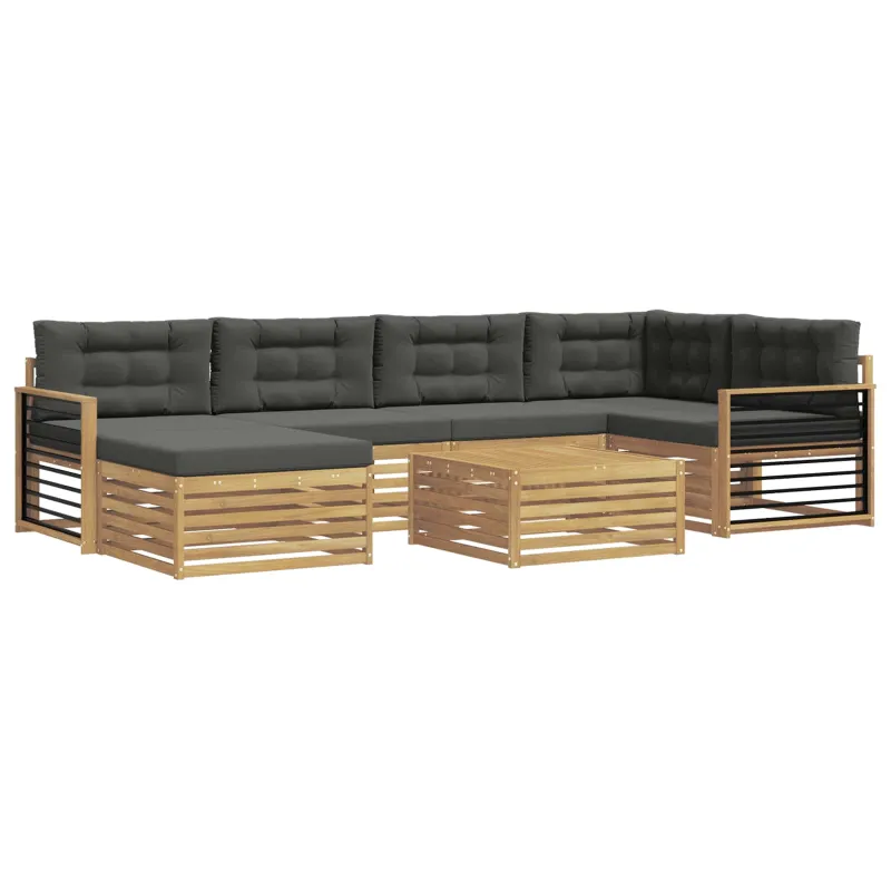 Lauko sofos komplektas su pagalve 7 pcs Balta ir antracito