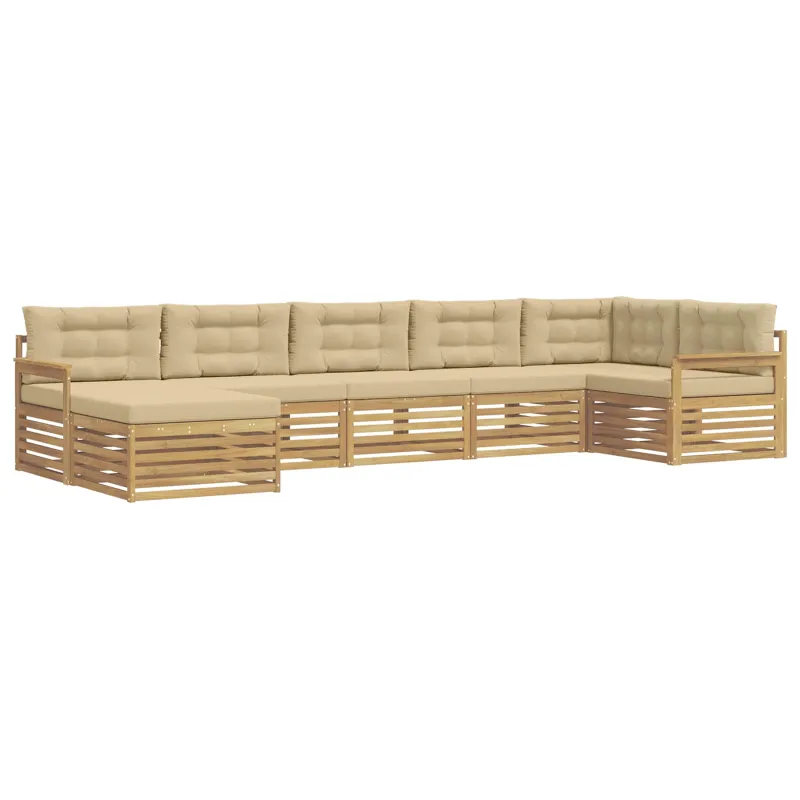 Lauko sofos komplektas su pagalve 7 pcs Balta ir kreminė