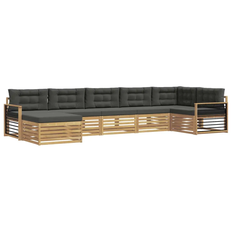Lauko sofos komplektas su pagalve 7 pcs Balta ir antracito