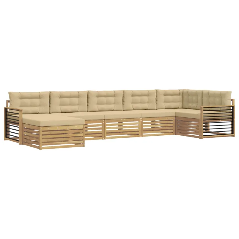 Lauko sofos komplektas su pagalve 7 pcs Balta ir kreminė