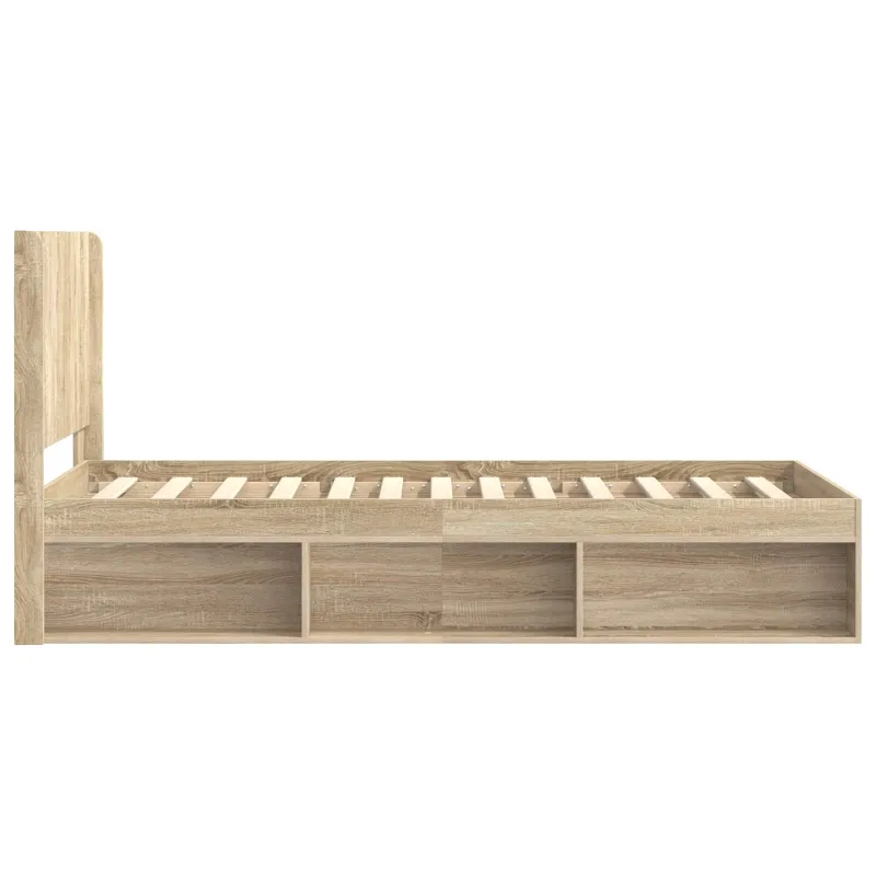 Lovos rėmas su saugojimu ir nugara Sonoma ąžuolas 90 x 200 cm