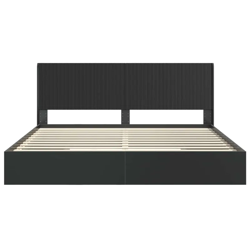 Lovos rėmas su saugojimu ir nugara Juoda 200 x 200 cm