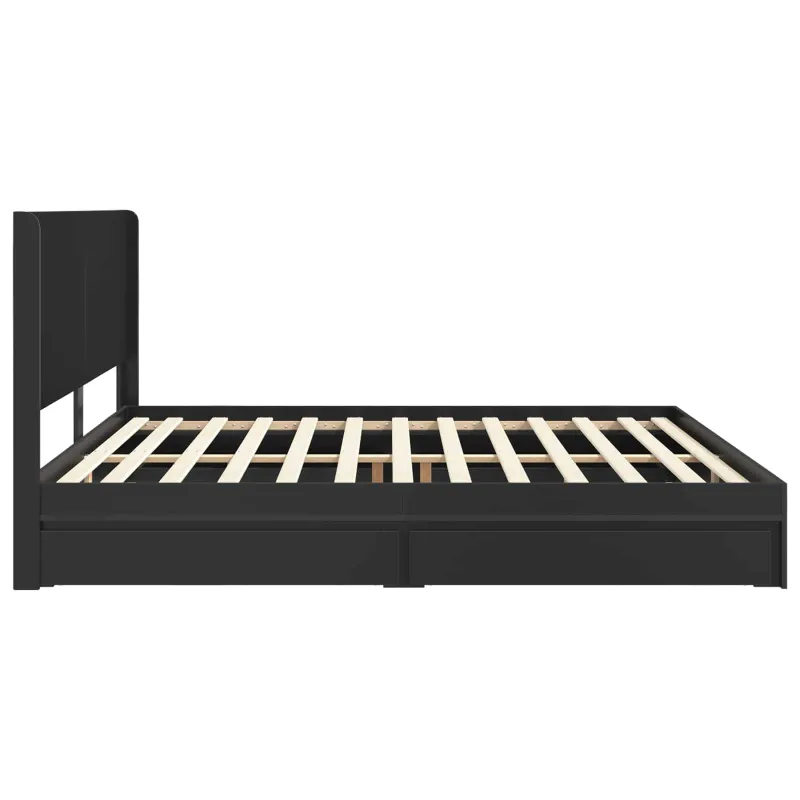Lovos rėmas su saugojimu ir nugara Juoda 200 x 200 cm