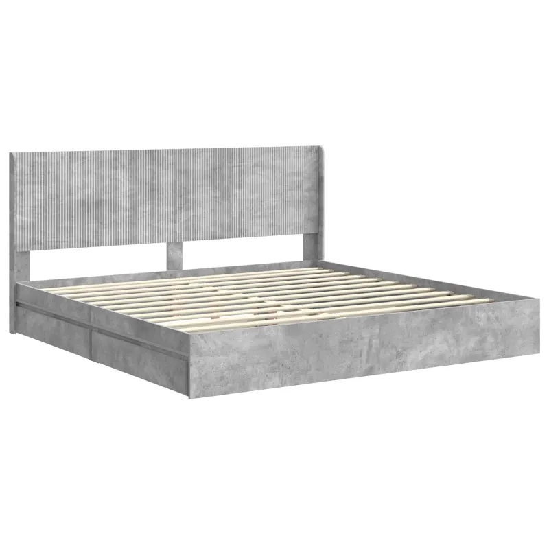 Lovos rėmas su saugojimu ir nugara Betono pilka 200 x 200 cm
