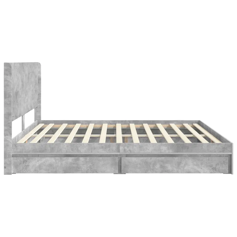 Lovos rėmas su saugojimu ir nugara Betono pilka 200 x 200 cm