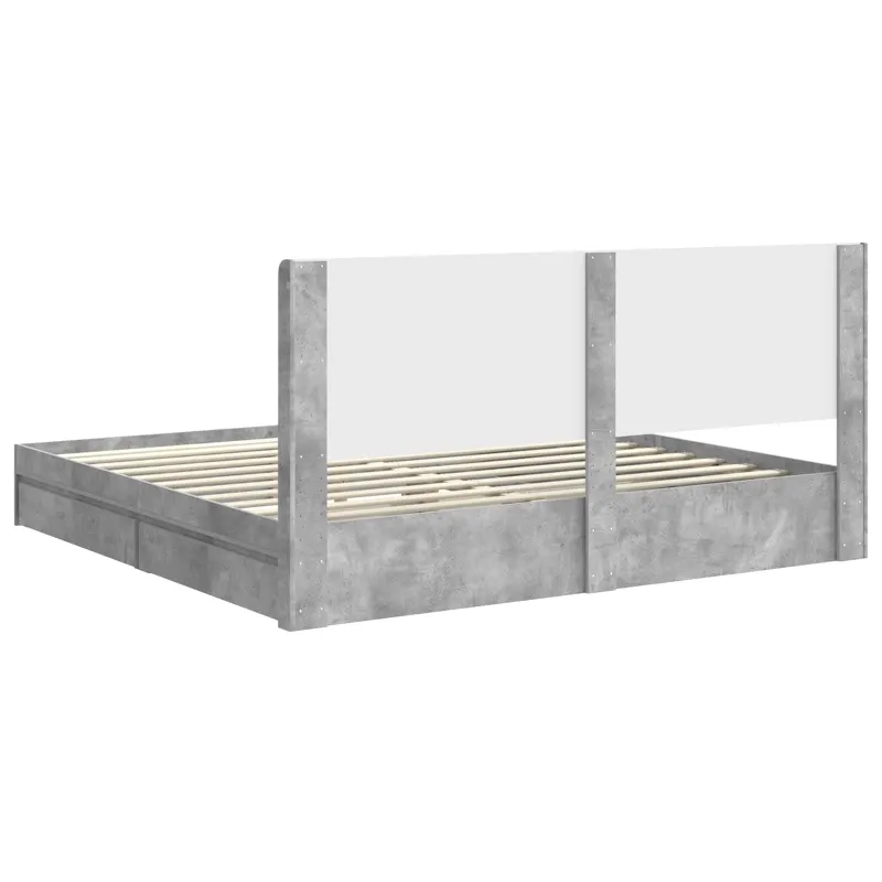 Lovos rėmas su saugojimu ir nugara Betono pilka 200 x 200 cm