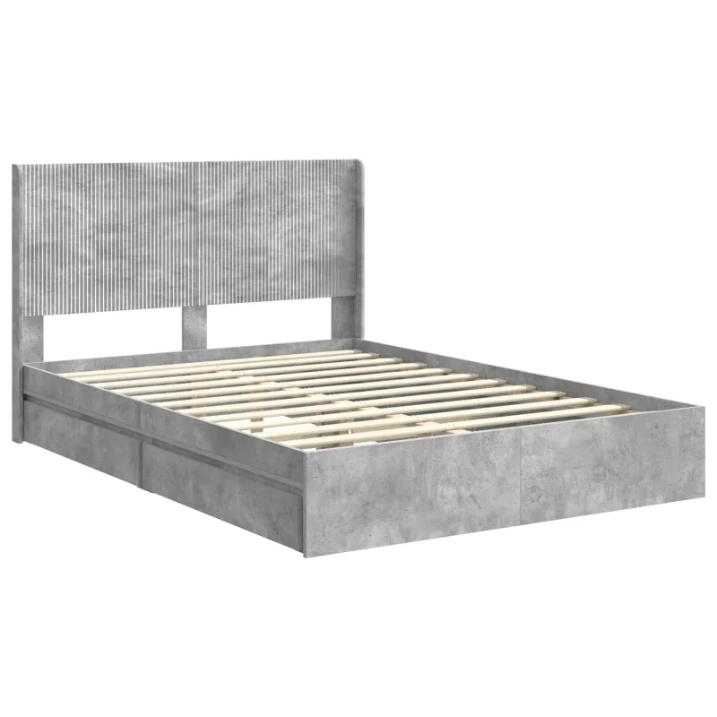Lovos rėmas su saugojimu ir nugara Betono pilka 150 x 200 cm