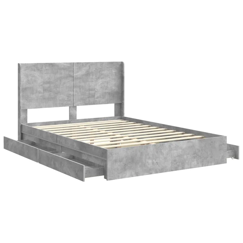Lovos rėmas su saugojimu ir nugara Betono pilka 150 x 200 cm