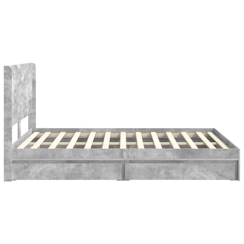Lovos rėmas su saugojimu ir nugara Betono pilka 150 x 200 cm