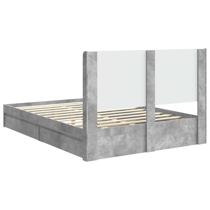 Lovos rėmas su saugojimu ir nugara Betono pilka 150 x 200 cm