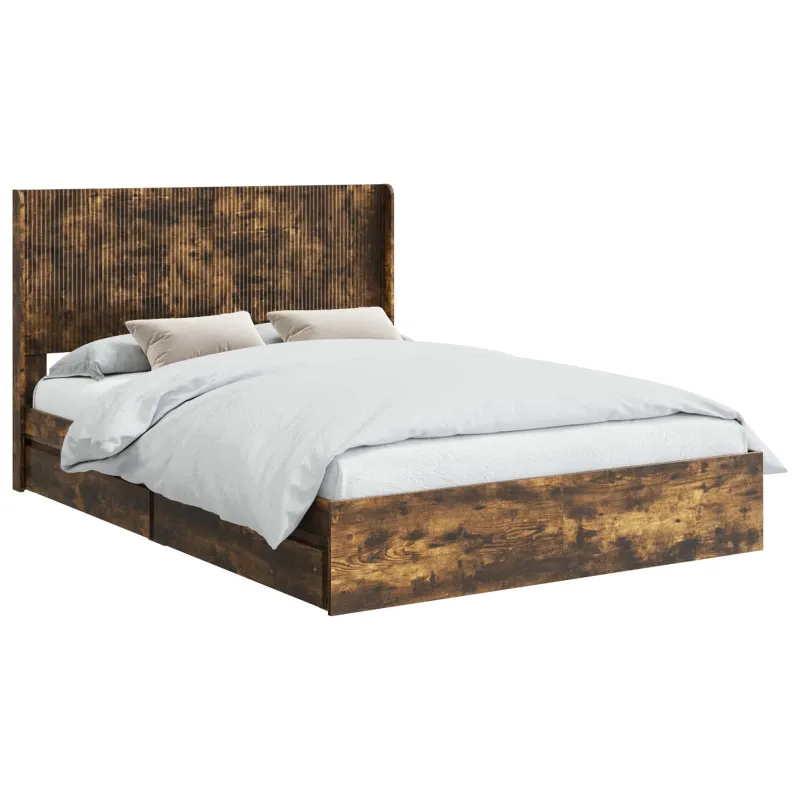 Lovos rėmas su saugojimu ir nugara Dūminio ąžuolo 135 x 190 cm