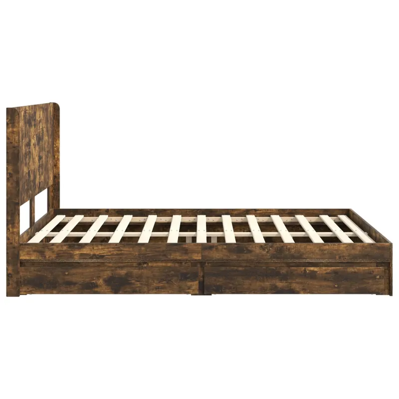 Lovos rėmas su saugojimu ir nugara Dūminio ąžuolo 135 x 190 cm
