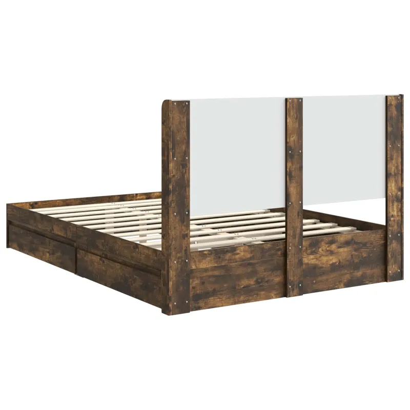 Lovos rėmas su saugojimu ir nugara Dūminio ąžuolo 135 x 190 cm