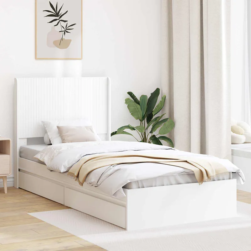 Lovos rėmas su saugojimu ir nugara Balta 90 x 200 cm
