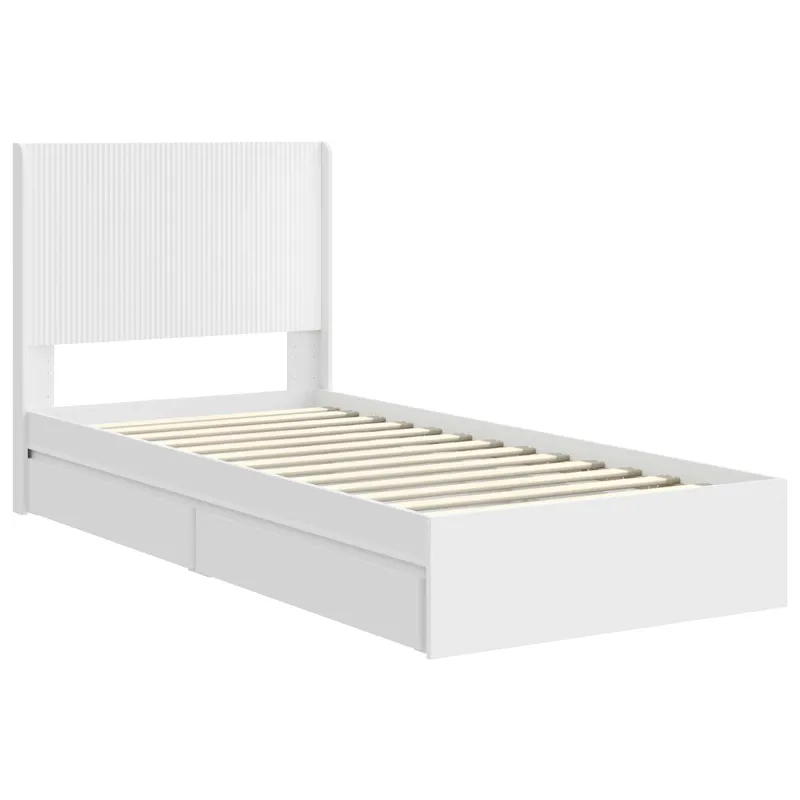 Lovos rėmas su saugojimu ir nugara Balta 90 x 200 cm