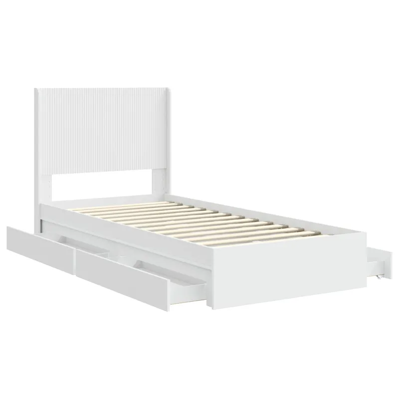 Lovos rėmas su saugojimu ir nugara Balta 90 x 200 cm