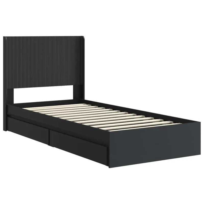 Lovos rėmas su saugojimu ir nugara Juoda 90 x 190 cm