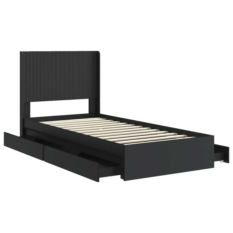 Lovos rėmas su saugojimu ir nugara Juoda 90 x 190 cm