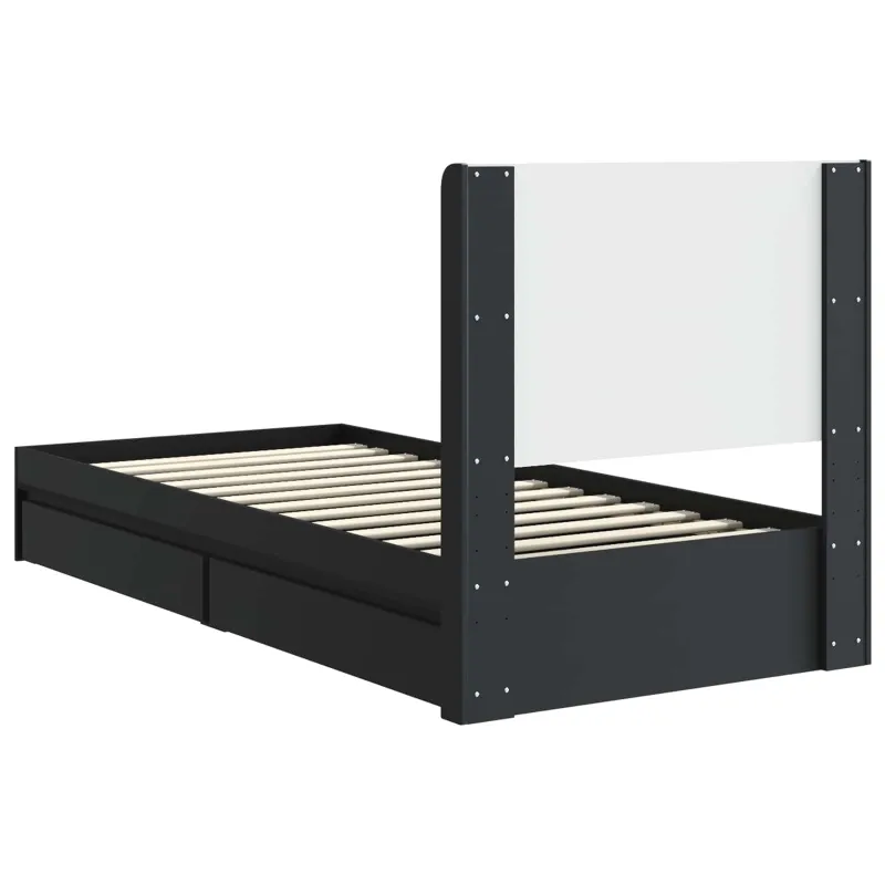Lovos rėmas su saugojimu ir nugara Juoda 90 x 190 cm